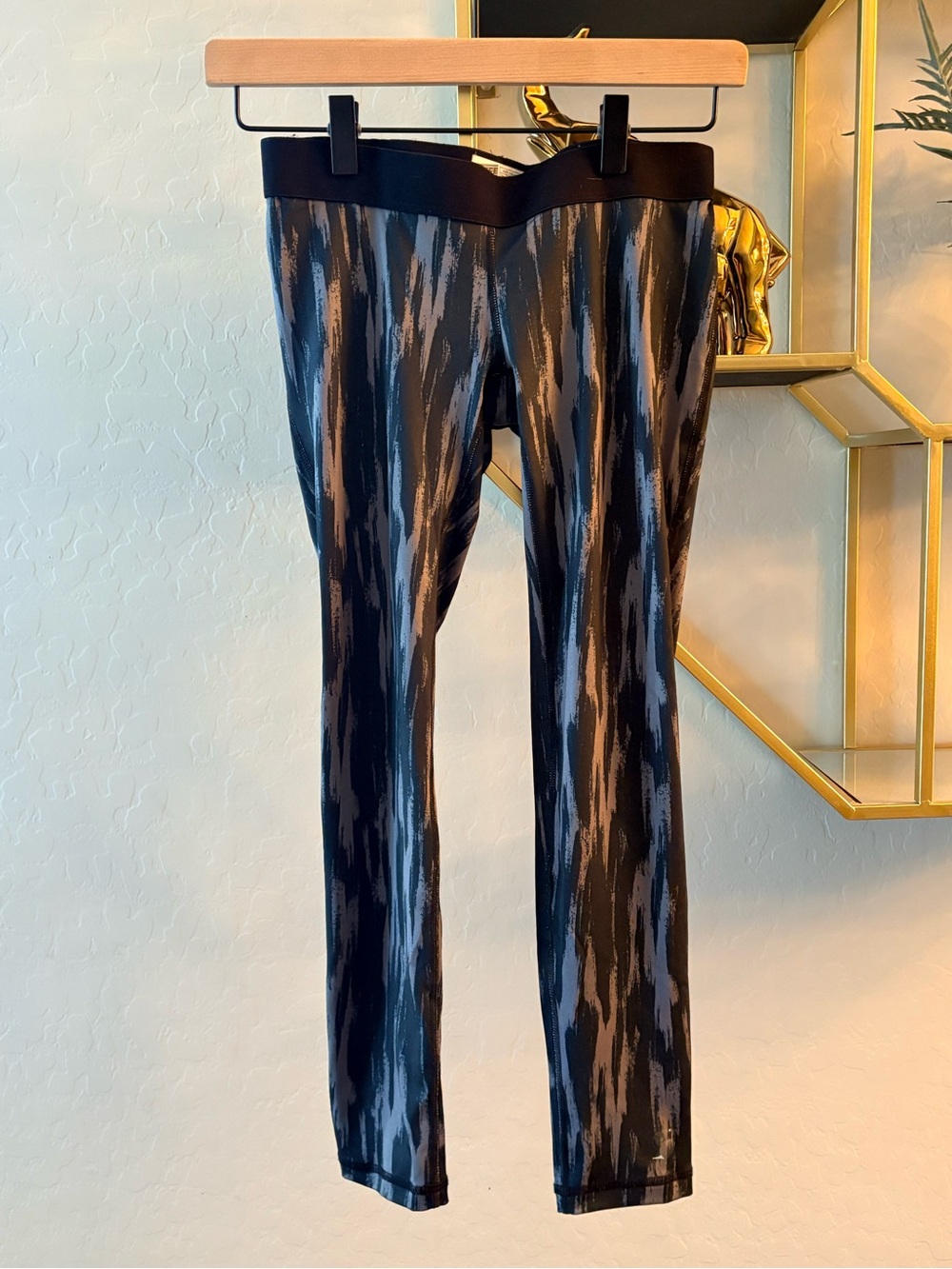 Soffe Dri Black Gray Abstract Low Rise Leggings sporty kids girls L 12/14
